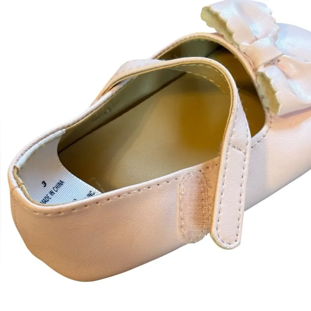 Janie and Jack Baby Pink Mary Jane Shoes With Bows Baby Girl size 3